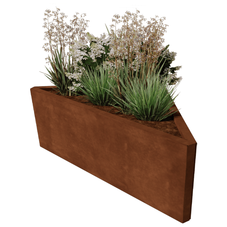 Jardinera de acero corten - Triángulo isósceles - 112,2 x 60,5 cm