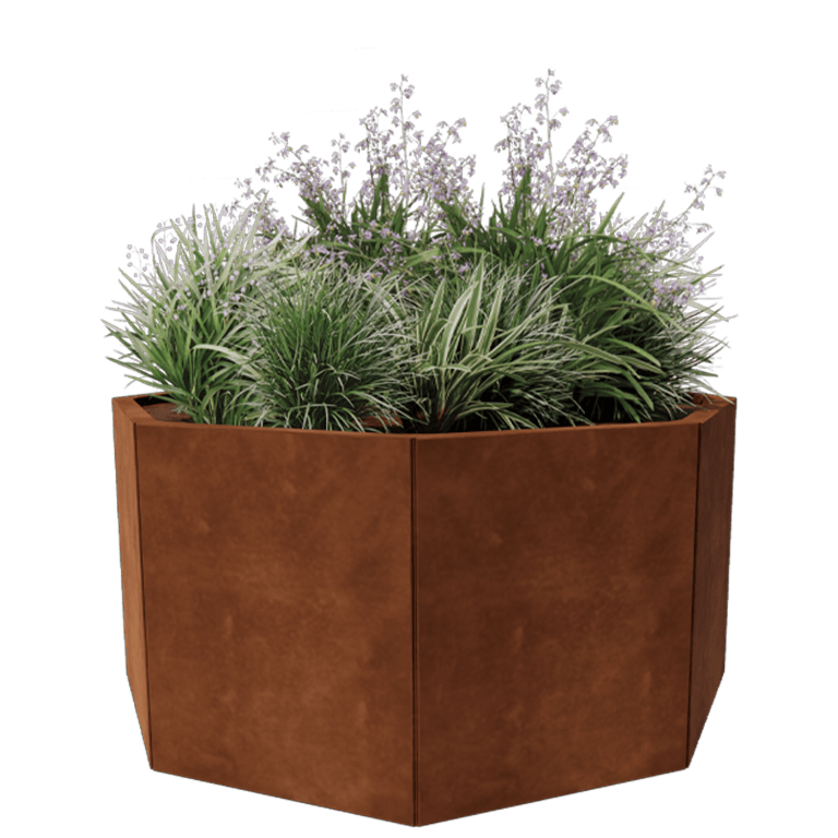 Jardinera de acero corten - Octágono - 120,7 x 120,7 cm