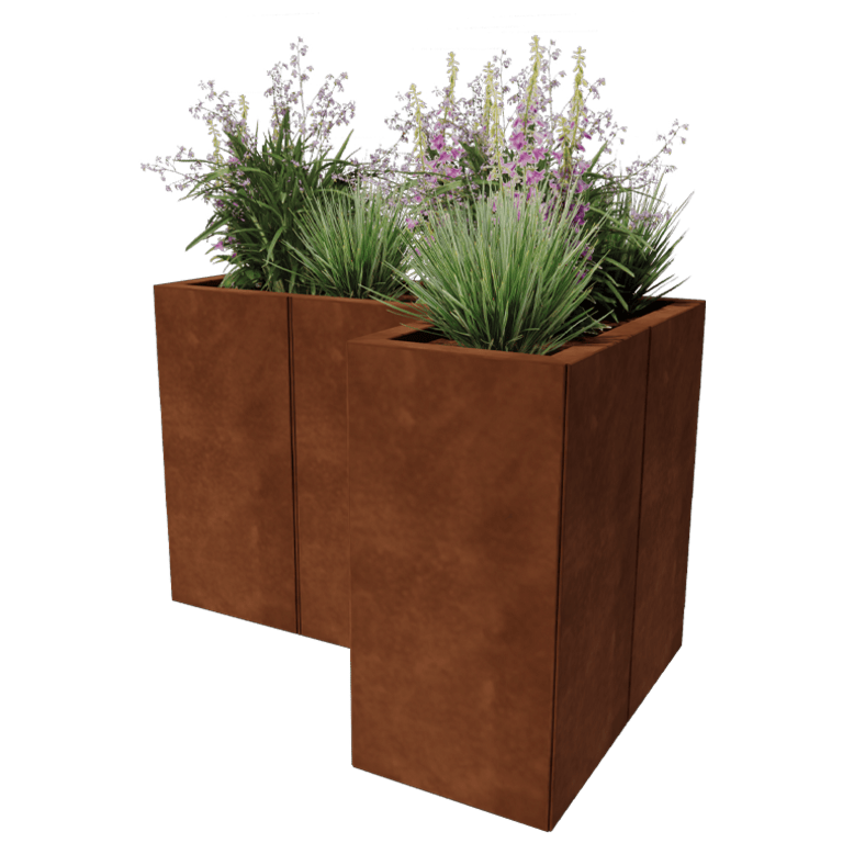 Jardinera de acero corten - Forma de L - 90 x 60 cm