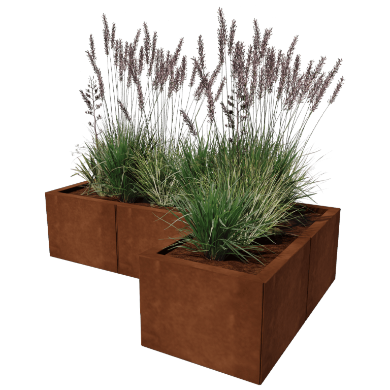 Jardinera de acero corten - Forma de L - 120 x 80 cm