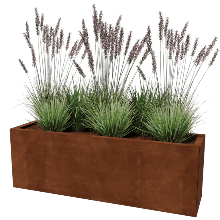 Jardinera de acero corten - Rectángulo - 30 x 120 cm