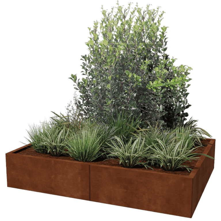 Jardinera de acero corten XXL - Rectángulo - 160 x 120 cm