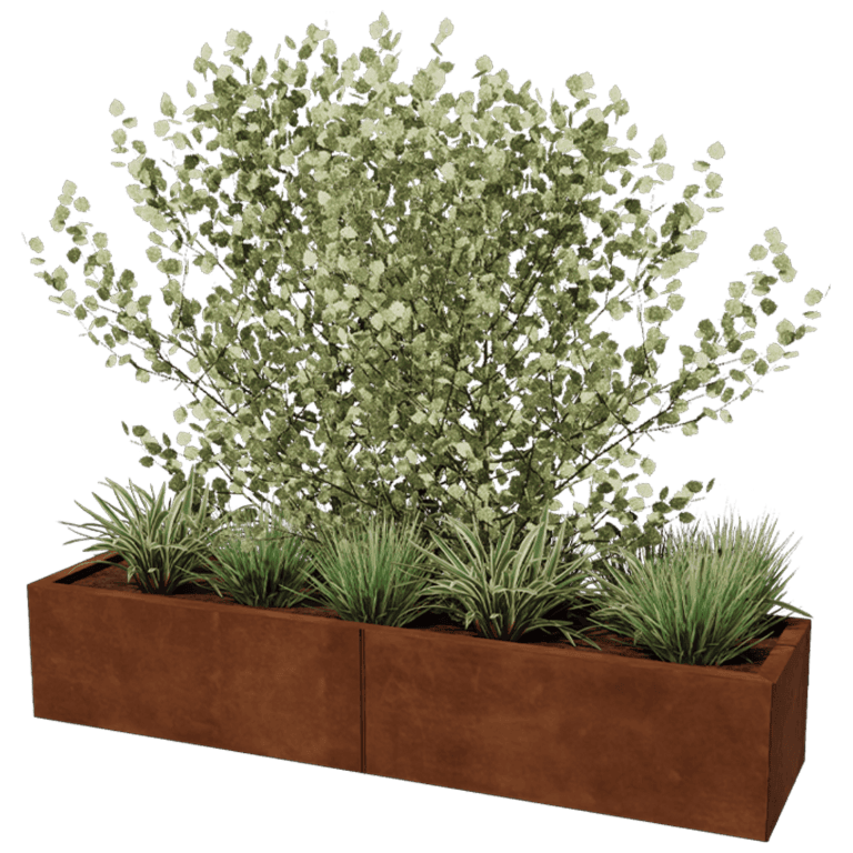 Jardinera de acero corten XXL - Rectángulo - 160 x 40 cm