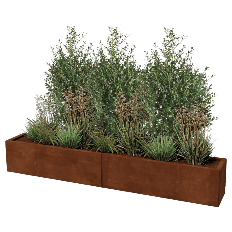 Jardinera de acero corten XXL - Rectángulo - 200 x 30 cm
