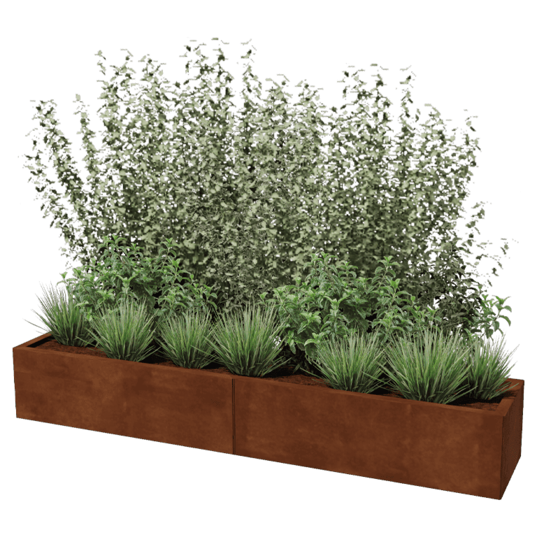 Jardinera de acero corten XXL - Rectángulo - 200 x 40 cm
