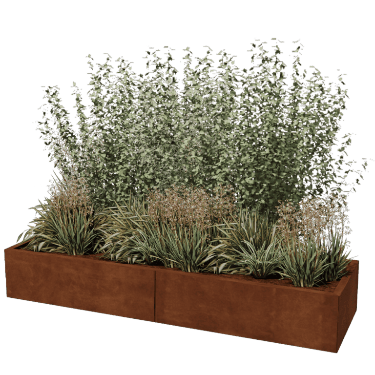 Jardinera de acero corten XXL - Rectángulo - 200 x 60 cm