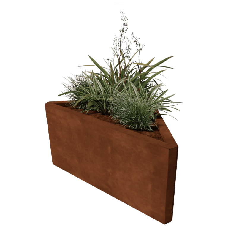 Jardinera de acero corten - Triángulo isósceles - 83,9 x 46,4 cm