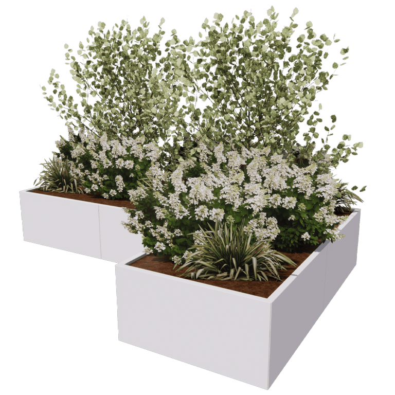 Jardinera de acero - Forma de L - 300 x 200 cm
