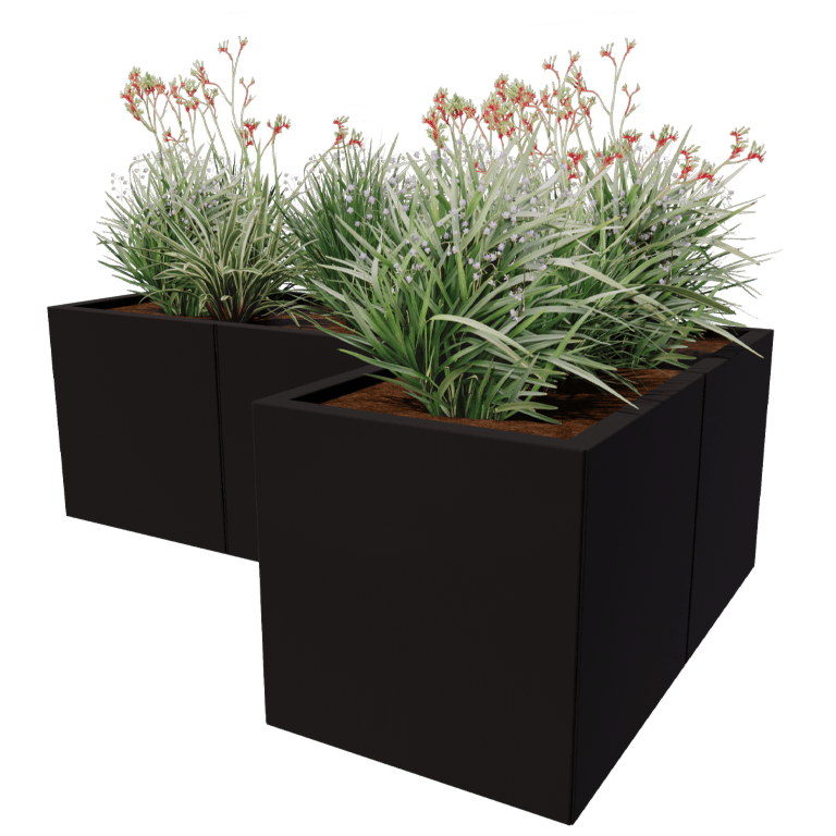 Jardinera de acero - Forma de L - 150 x 100 cm