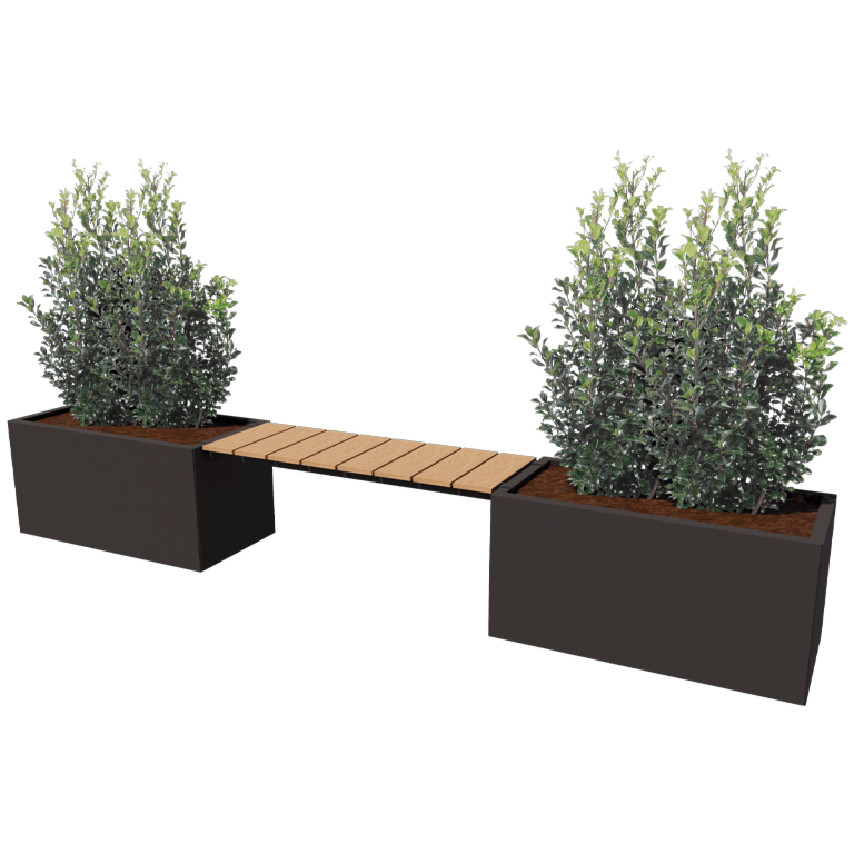 Jardinera de acero - Rectángulo - 321,2 x 50 x 50 cm - Con banco