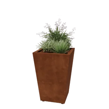 Jardinera de acero corten - Cono - 60 x 60 x 81,5 cm - Soldado - Con placa inferior