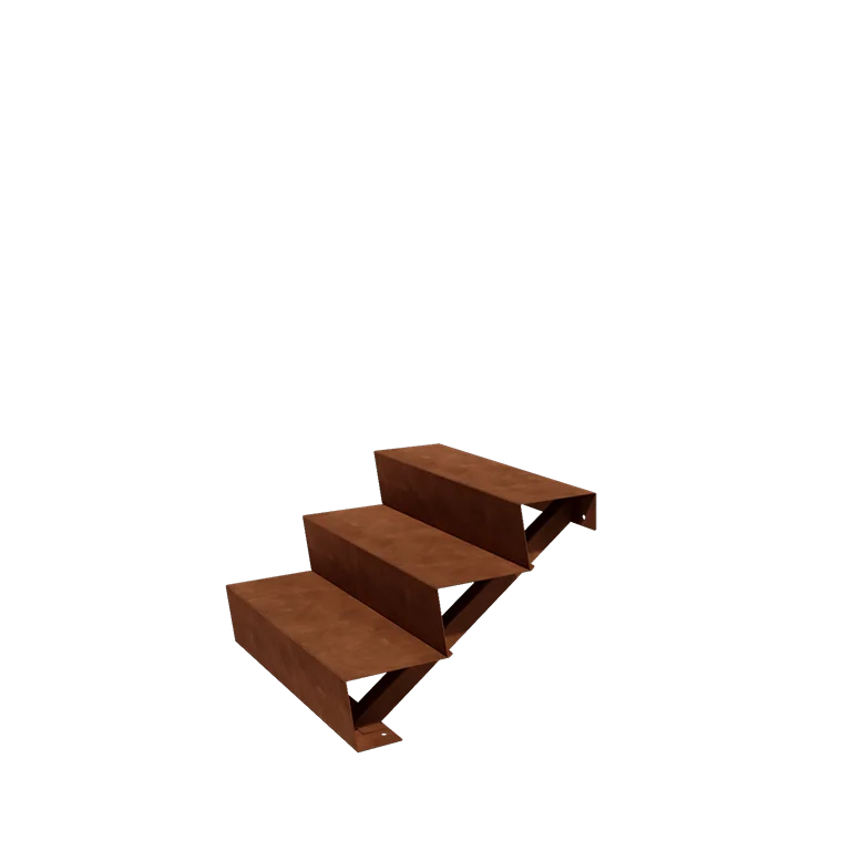 Escalera de jardín de acero corten - 3-peldaños - 72 x 80 x 51 cm