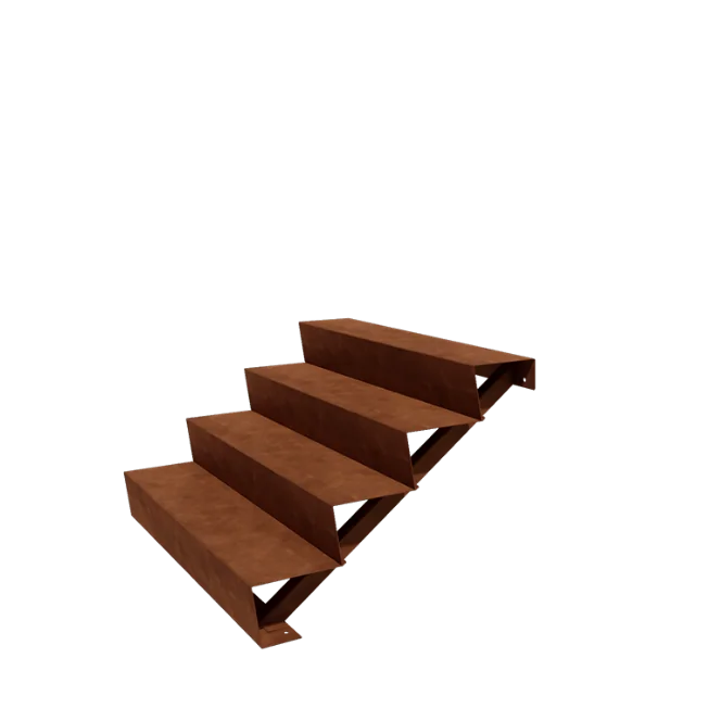 Escalera de jardín de acero corten - 4-peldaños - 96 x 120 x 68 cm