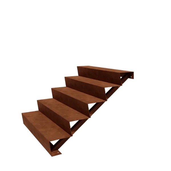 Escalera de jardín de acero corten - 5-peldaños - 120 x 120 x 85 cm